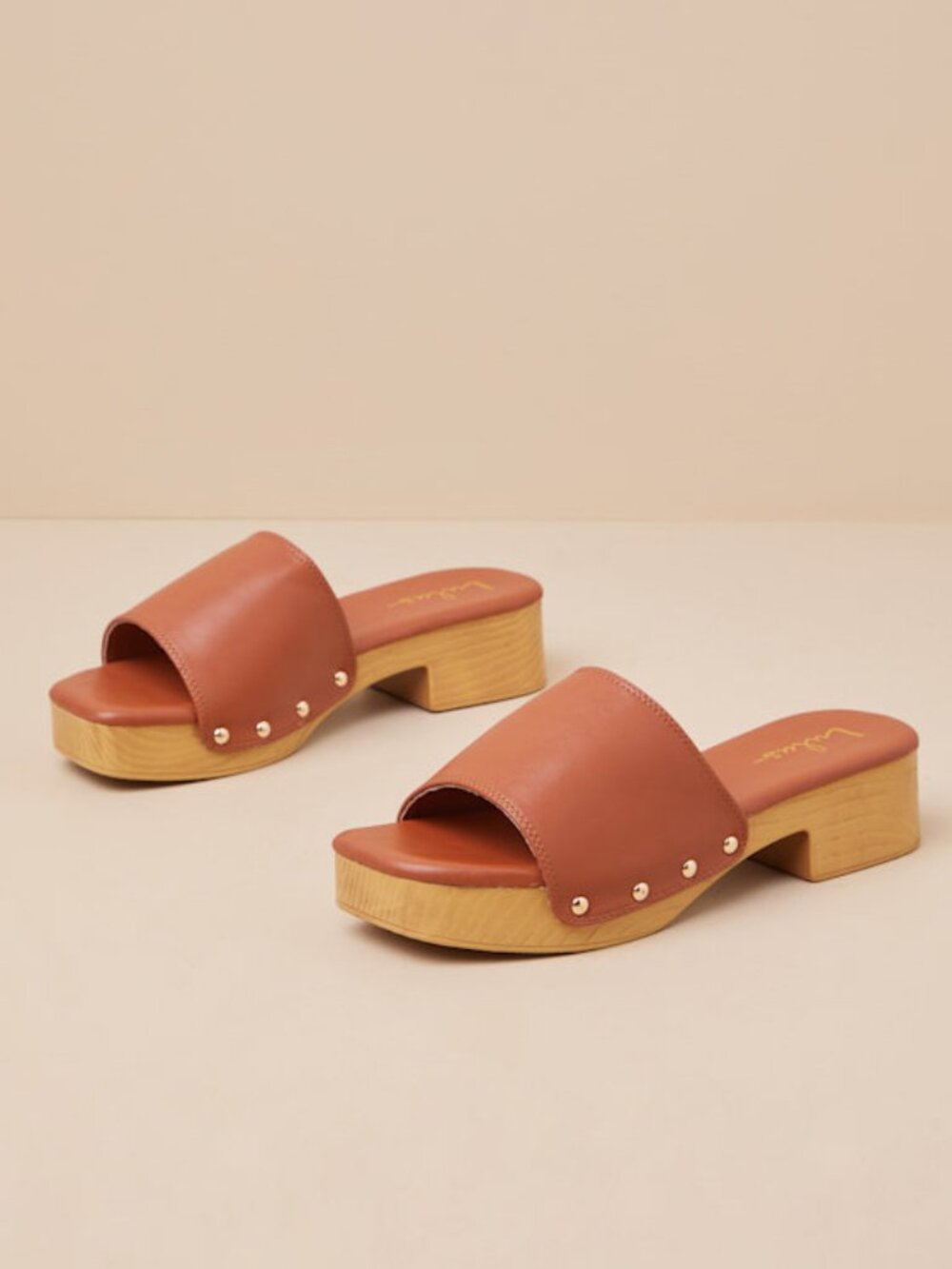 Lulus Paley Cognac Platform Slide Sandals Brown - Size 9